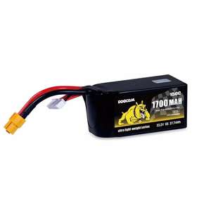 DOGCOM 超軽量シリーズ リポバッテリー 1700mAh 150C 6S 22.2V XT60 FPVドローン レーシング飛行用 - Product Image 1