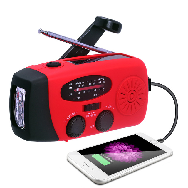 CJ2000mAh Portable Rechargeable Emergency Solar Hand Crank Radio WB/NOAA with Phone Charger and LED Torch FM Emergency Radio