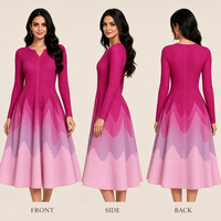 Nouvelle Arrivée Robe Plissée Élégante Ombrée Rose Effet Lézard pour Femme, Taille Unique Extensible S-4XL, Infroissable, Coupe Ample Midi, Extensible, ODM