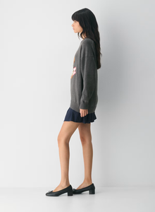 Pull en tricot personnalisé surdimensionné à imprimé chien pour femme, en coton biologique doux pour la peau et cachemire, col rond, épaules tombantes - Product Image 3
