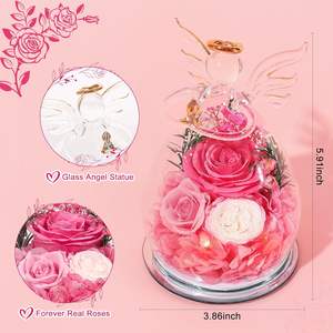 Rosas Preservadas para Mujer, Flores Eternas en Caja de Cristal con Figuras de Ángeles, Regalos para el Día de la Madre, Cumpleaños, para Mamá, Abuela, Hermana, Esposa, <span class=keywords><strong>Hija</strong></span> - Product Image 2