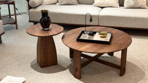 Ensemble de tables basses imbriquées en bois minimalistes et durables modernes avec côtés et tables d'extrémité en bois massif Meubles de salon - Product Image 2