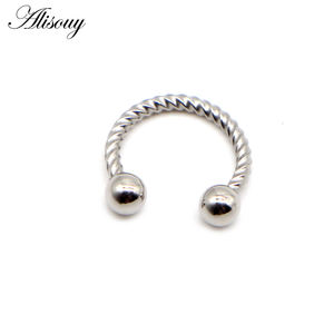 Alisouy, 1 pieza, 16G, 6/8/10mm, bola torcida, herradura, anillo de nariz falsa, Clip C, BCR, <span class=keywords><strong>Piercing</strong></span> para tabique labial, anillos de nariz <span class=keywords><strong>Falso</strong></span>, Aro para mujeres y hombres - Product Image 2