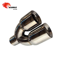 Embouts d'échappement universels en acier inoxydable, double paroi en Y, poli miroir, diamètre intérieur 2,5 pouces, diamètre extérieur 3 pouces, longueur 9,5 pouces pour voitures