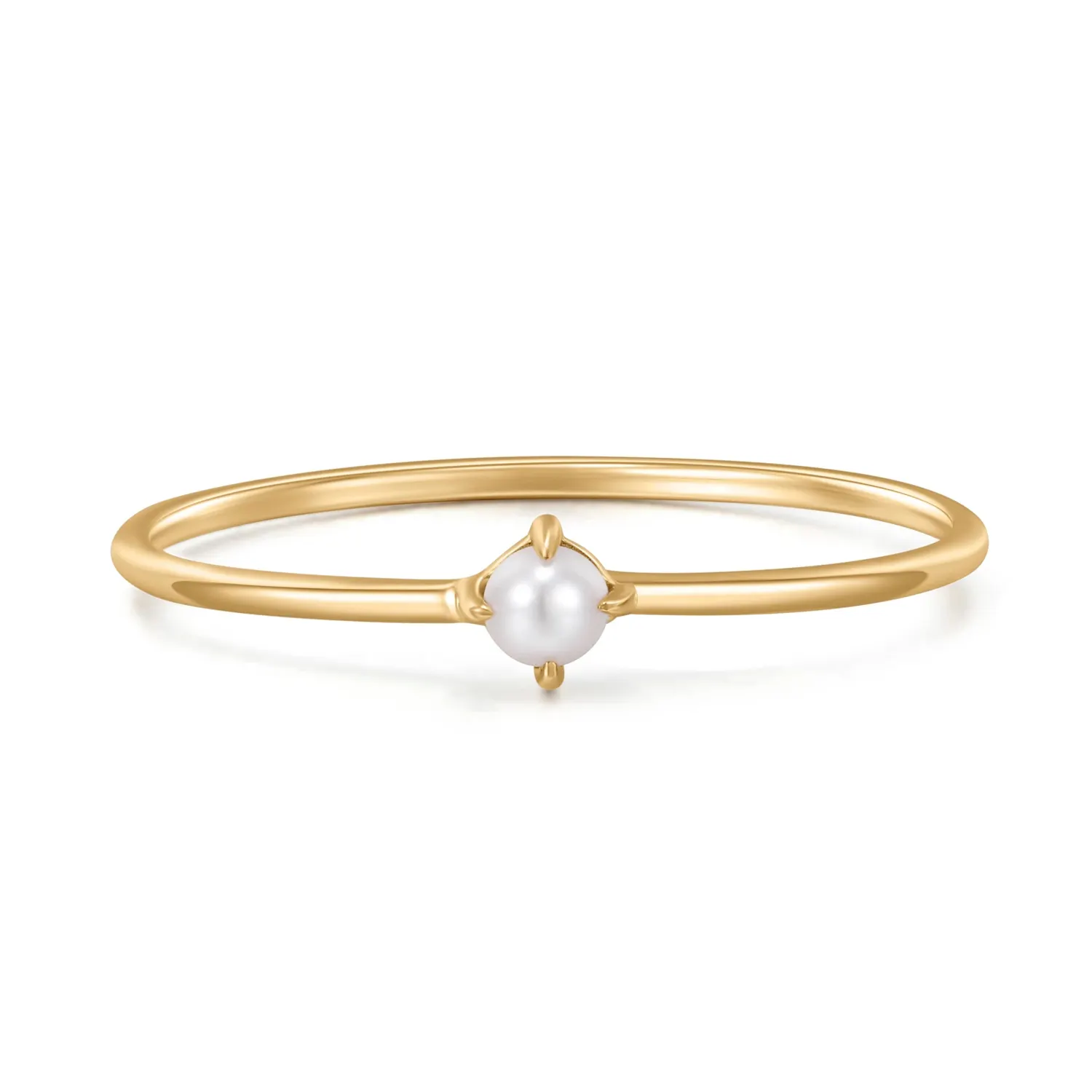 नाजुक 14k सोने के गहने के छल्ले सफेद मोती की अंगूठी 925 चांदी के छल्ले के लिए लड़कियों
