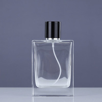 Flacon de parfum en verre carré de 105 ml avec pompe pulvérisatrice dorée et argentée, emballage personnalisé avec logo