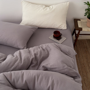 Parure <span class=keywords><strong>de</strong></span> lit en <span class=keywords><strong>coton</strong></span> doux à double couche, couleur unie, fil froissé, sur mesure, vente en gros, <span class=keywords><strong>grand</strong></span> <span class=keywords><strong>drap</strong></span> <span class=keywords><strong>de</strong></span> lit/ensemble ajusté - Product Image 3