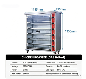 Four à rôtisserie électrique commercial en acier inoxydable pour poulet entier, avec moteur, pour usage domestique et en restaurant - Product Image 1