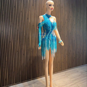 Vestido de Fiesta Ajustado de Manga Larga con un Hombro Descubierto para Mujer, con Pedrería de Alta Gama, Tela de Poliéster, Estilo Urbano de Invierno - Product Image 1