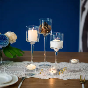 Bougeoir cylindrique en <span class=keywords><strong>verre</strong></span> Bougeoir en <span class=keywords><strong>verre</strong></span> de table Bougeoir en <span class=keywords><strong>verre</strong></span> transparent <span class=keywords><strong>pour</strong></span> bougies Décoration de mariage - Product Image 2