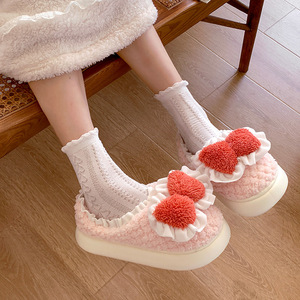 Mignonnes pantoufles d'intérieur pour femmes, en peluche moelleuse avec semelle épaisse antidérapante et bout ouvert, idéales pour l'été et l'automne - Product Image 3