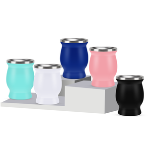 Vaso de doble pared de acero inoxidable, vaso con Bombilla de paja, 8oz, <span class=keywords><strong>Yerba</strong></span> <span class=keywords><strong>Mate</strong></span>, calabaza, Madai, venta directa de fábrica - Product Image 1