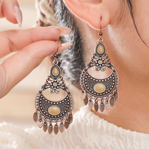 Ensemble de boucles d'oreilles pendantes bohèmes, géométriques, à pampilles, en alliage plaqué bronze antique, bijoux de fête pour femmes - Product Image 4