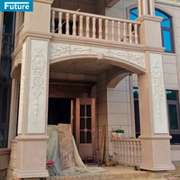 Piliers de maison décoratifs de luxe pour l'extérieur de villa de taille personnalisée Conceptions de colonnes en marbre beige Prix Colonne romaine Projet d'ingénierie
