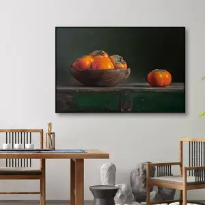 Lukisan minyak buah Persimmon masih hidup lukisan minyak buah kanvas lukisan minyak galeri kopi seni dinding lukisan minyak dekoratif