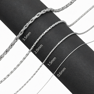 Cadena de Eslabones Clásica de Plata de Ley 925, Chapada en Rodio, Cadenas Finas para Mujer, Joyería para Bodas y Fiestas - Product Image 1