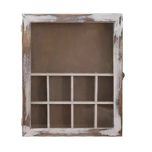 Rustic Wooden Wall Deep Shadow Box Frame with Divider Compartments
