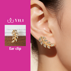 Ensemble de boucles <span class=keywords><strong>d</strong></span>'oreilles grimpantes multi-designs en zircon plaqué or 18 carats pour femmes, boucles <span class=keywords><strong>d</strong></span>'oreilles tendance en forme de <span class=keywords><strong>feuille</strong></span> avec cristaux, bijoux de mode - Product Image 2