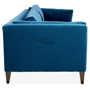 أريكة مزدوجة أو ثلاثية من القماش المخملي الأزرق الداكن بتصميم نوردي حديث لغرفة المعيشة والفنادق والمقاهي - Product Image 3