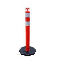 Columna de Advertencia de Alta Visibilidad de 1100 mm de Altura, Base de Goma, Poste de Advertencia Reflectante de PE