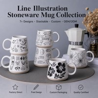 Vente en gros en vrac moderne mat impression à la main latte verres fond en argile tasse à thé personnalisée café tasse en céramique