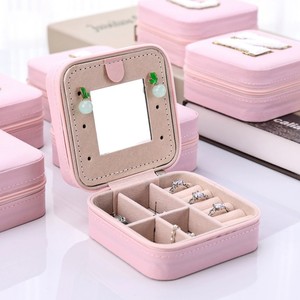 EVERWIN Leather Square Travel Jewelry Storage Packaging Box <b>with</b> Letter Design <b>Rings</b> Earrings Necklaces Bangle Jewelry Container - Product Image 5