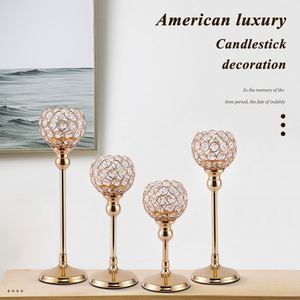 CY Hot Sale Classical Crystal Candle Holders Wedding Crystal Gold Pillar Candlestick Home <b>Party</b> Decoration - Product Image 4
