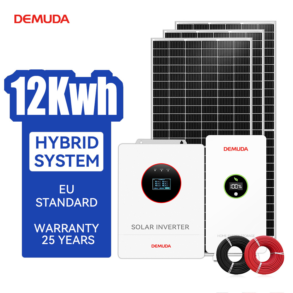 DEMUDA <strong>12Kw</strong> Hybrid <strong>Solar</strong> Energy System Complete Kit Set with <strong>Solar</strong> Panel PV Inverter 51.2V 300ah Lithium <strong>Battery</strong> for Home