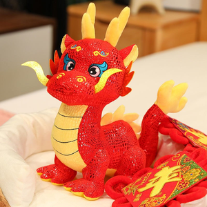 Dragón bebé Zodiaco Rojo Dorado dragón mascota Reunión Anual muñeco <span class=keywords><strong>de</strong></span> trapo juguete dinosaurio <span class=keywords><strong>de</strong></span> peluche PP relleno <span class=keywords><strong>de</strong></span> algodón <span class=keywords><strong>para</strong></span> ocasiones <span class=keywords><strong>de</strong></span> boda - Product Image 5