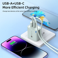 Chargeur double port USB-A/USB-C 65W PD 3.0 à charge rapide, couleur macaron, pour téléphones mobiles US EU Android