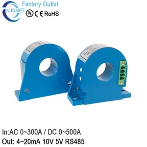 ホールセンサー電流QNDB5AC 0.5A 1A 5A 10A 20A 50A 100A 200A 300A / DC 2V 5V 10V 4〜20mA RS485ホール効果電流変換器