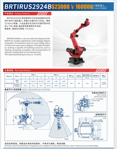 BORUNTE Articulated Industrial Robot 6-Axis Red Metal Base with Motor Gearbox Bearing - Product Image 4