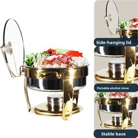 yolecen Cross-border Réchaud de buffet en acier inoxydable 201 pour hôtels et restaurants, chauffe-plats doré à alcool