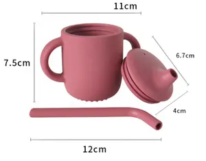 Commercio all'ingrosso del bambino Sippy tazza Non tossica dei bambini morbido e durevole Sippy Cup in Silicone eco-friendly Baby Sippy Cup con manico