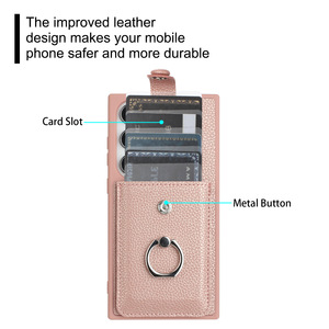 Étui de téléphone porte-anneau coulissant en cuir PU pour <span class=keywords><strong>Samsung</strong></span> A16 A06 S25 ultra S24 A15 coque de couverture mobile design de luxe - Product Image 5
