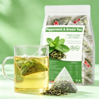 BORUN Thé Vert Menthe en Sachets Pyramidaux 90g (30 sachets de 3g) – Infusion Florale Apaisante Contre la Fatigue, Réduit l'Excès de Graisse, Rafraîchit l'Haleine, Apaise