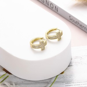 Cross <b>Cuff</b> <b>Earrings</b> Gold <b>Silver</b> Rose Gold Micro Pave Zinc Alloy Party Fashion Jewelry - Product Image 2