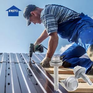 Viti bimetalliche ad alte prestazioni SS316 + SS420 SS304 + sss420 in acciaio inox bimetallico viti SDS con rondella EPDM vulcanizzata - Product Image 6