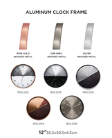 Jam Dinding Desain Mewah 12 Inci, Jam Dinding Logam Dial Aluminium Bingkai Emas Mawar 30Cm untuk Dekorasi Rumah
