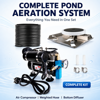 Kit complet de système d'aération pour bassin 220V 130W avec compresseur d'air sans huile, tuyau lesté et diffuseur EPDM