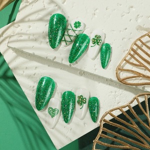 Uñas Postizas de Gel con Diseño de Ojo de Gato, 24 Piezas, Venta al por Mayor, Marca Privada, para el Día de San Patricio - Product Image 3