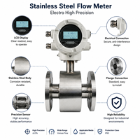 Digital Electromagnetic Flow Meter 304 Stainless Steel Flange PTFE Liner Integrated Converter Panel LCD for Water Treatment