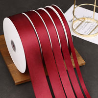 Ruban en polyester bordeaux en gros, ruban décoré de nœuds, ruban pour emballer les bonbons de mariage, ruban cadeau