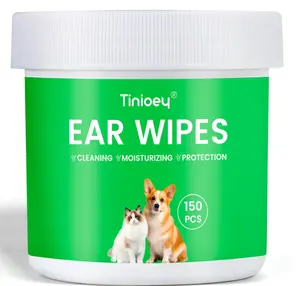 Dog Ear Wipes for Dogs 150 Count Plant-Based Cat Dog Ear Cleaner Wipes Cleaning Solution to Remove Dirt and Ear Wax