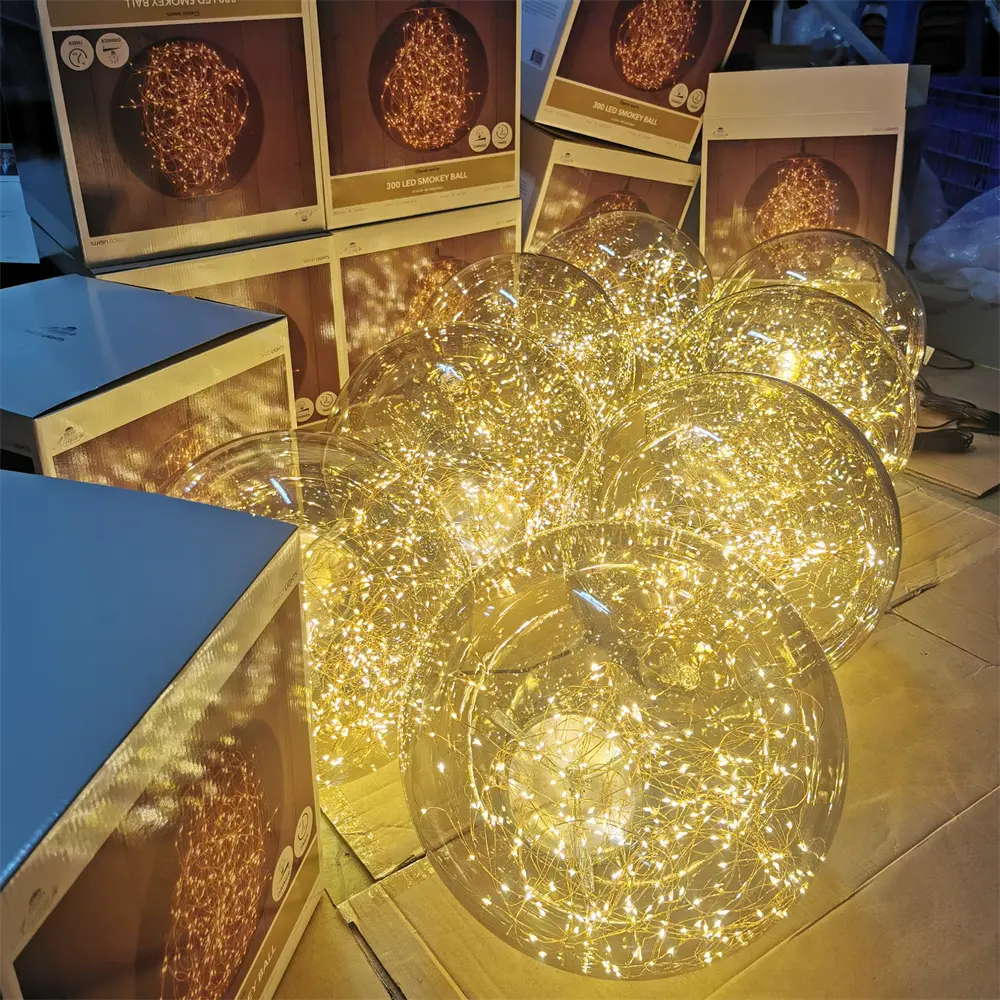 LED Outdoor Smokey Ball Light Copper Wire String Lights