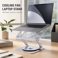 Support de refroidissement pliable en acier au carbone pour ordinateur portable et tablette, rotatif à 360°, réglable, avec ventilateur, pour bureau, vente en gros, OEM