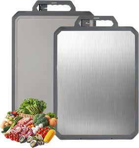 Planche à découper double face en acier inoxydable antibactérien, multifonctionnelle, pour la cuisine domestique, planche épaisse pour hacher - Product Image 1