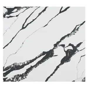 Wholesale Artificial Calacatta Quartz Slab Tile white Stone With black Veins For wall floor tile Countertop Kitchen