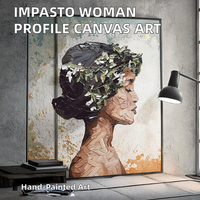 Impasto Still Life Woman Profile Canvas Wall Art Hand-Painted Palette Knife Textured Art Deco Hanging Aluminum Customized Color