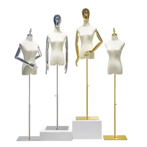 Fashion Ladies Jeans Gold Mannequins Female Form Model White Linen Half Body Mannequin Clothes Woman